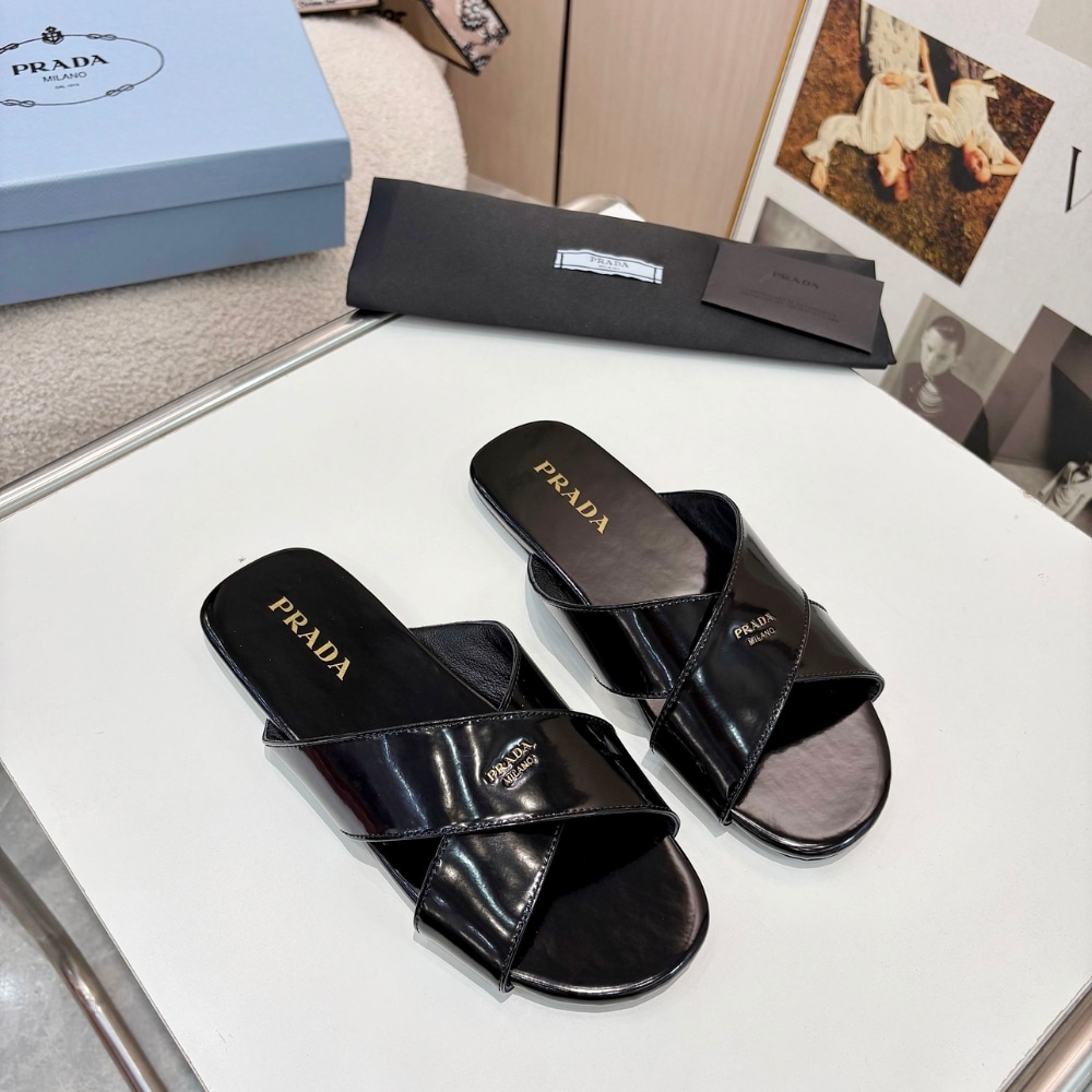 Prada Brushed Leather Slides Black 1Xx768 055 F0002 F 005 - Image 4