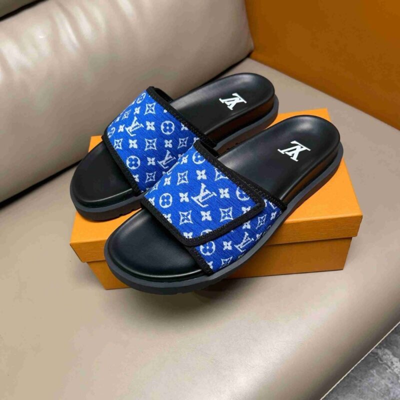 Alternative view of Louis Vuitton Velcro Slides Monogram Blue
