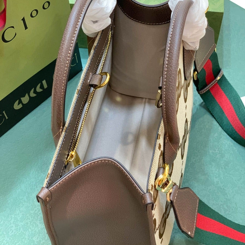 Gucci Tote Bag With Jumbo GG Camel Ebony 31Cm 678839 UKMDG 2570 - Image 5