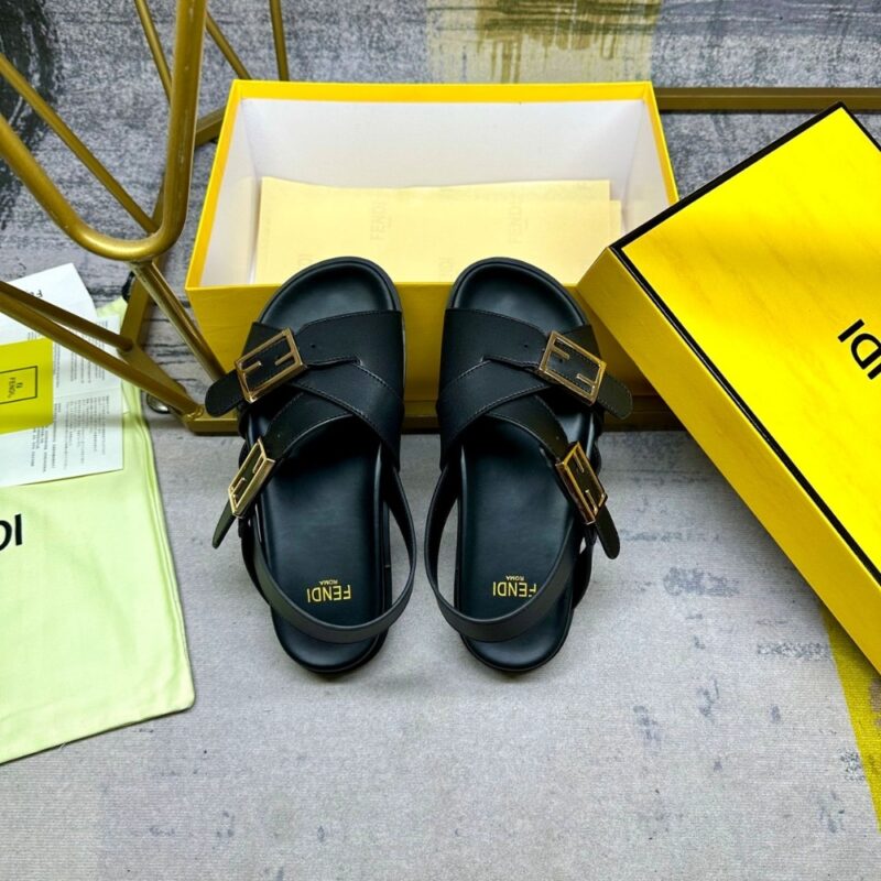 Alternative view of Fendi Feel Leather Slides Black 8X8647Na7F0Qa1
