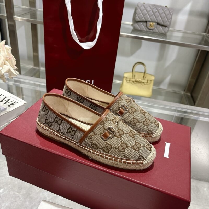 Alternative view of Gucci Women Espadrille With Horsebit Beige And Dark Brown Gg Canvas 817244 9Sf40 2547