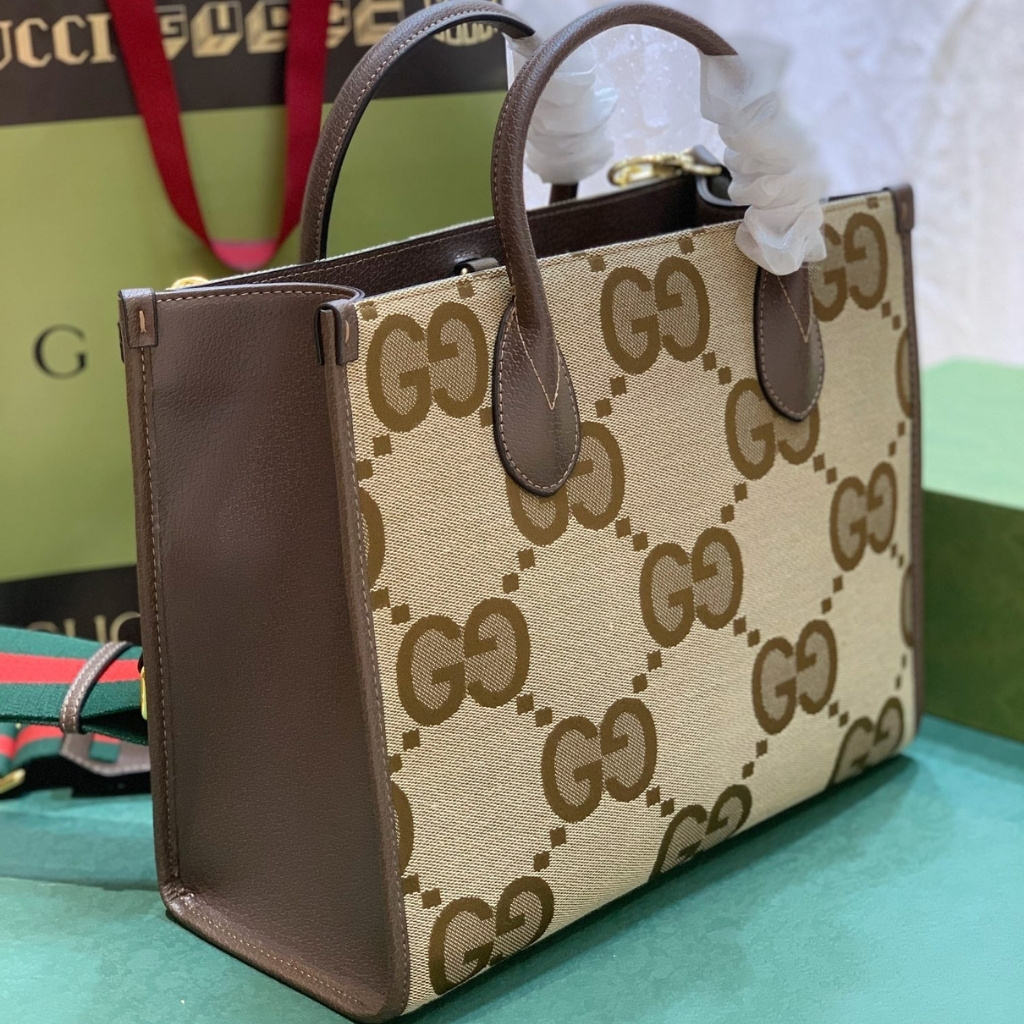 Gucci Tote Bag With Jumbo GG Camel Ebony 31Cm 678839 UKMDG 2570 - Image 3