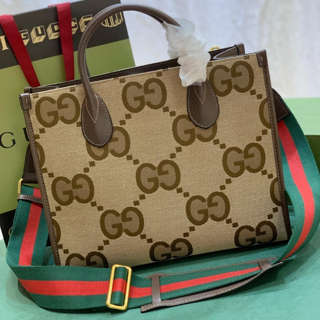 Gucci Tote Bag With Jumbo GG Camel Ebony 31Cm 678839 UKMDG 2570 - Image 2
