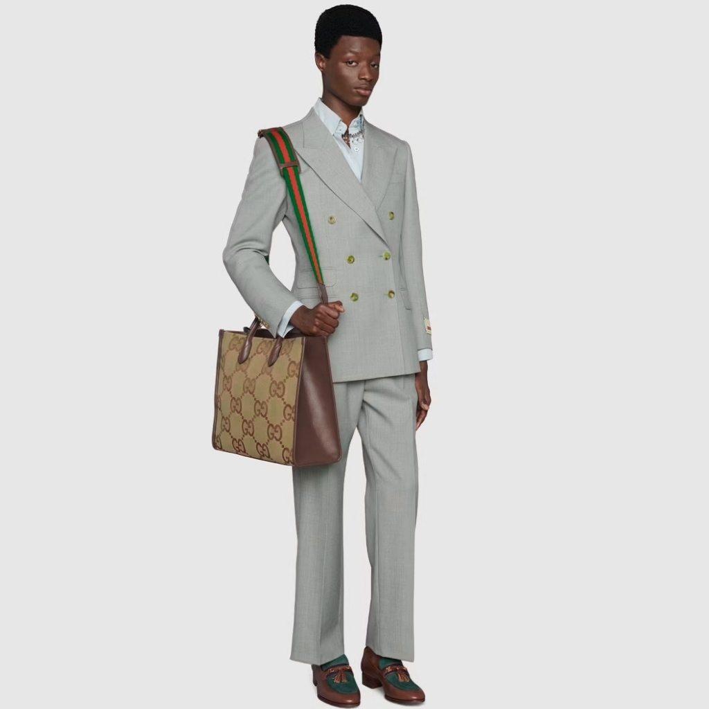 Gucci Tote Bag With Jumbo GG Camel Ebony 31Cm 678839 UKMDG 2570 - Image 9