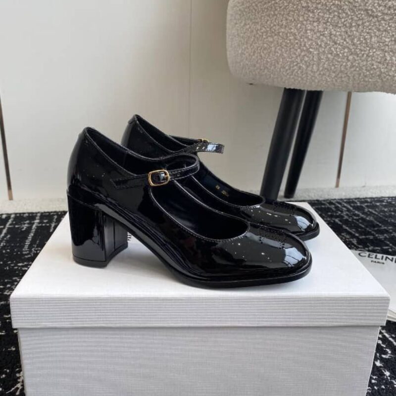 Alternative view of Celine Lily Perforated Triomphe Babies In Patent Black 360314582C 38No