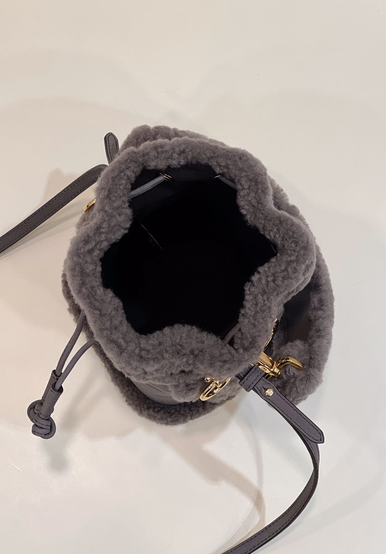 Fendi Mon Tresor Nubuck Mini Bucket Bag Grey 8Bs010Al9If1Efw - Image 4