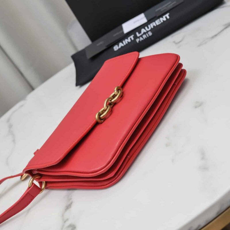 Alternative view of Saint Laurent Le Maillon Satchel In Smooth Leather Red