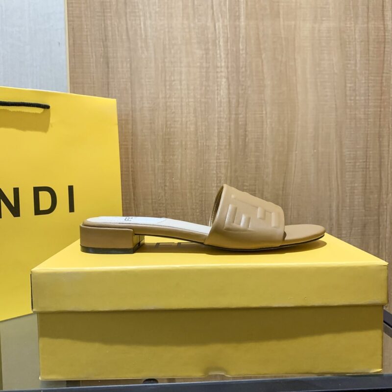 Alternative view of Fendi Silk Cowhide Slippers Beige