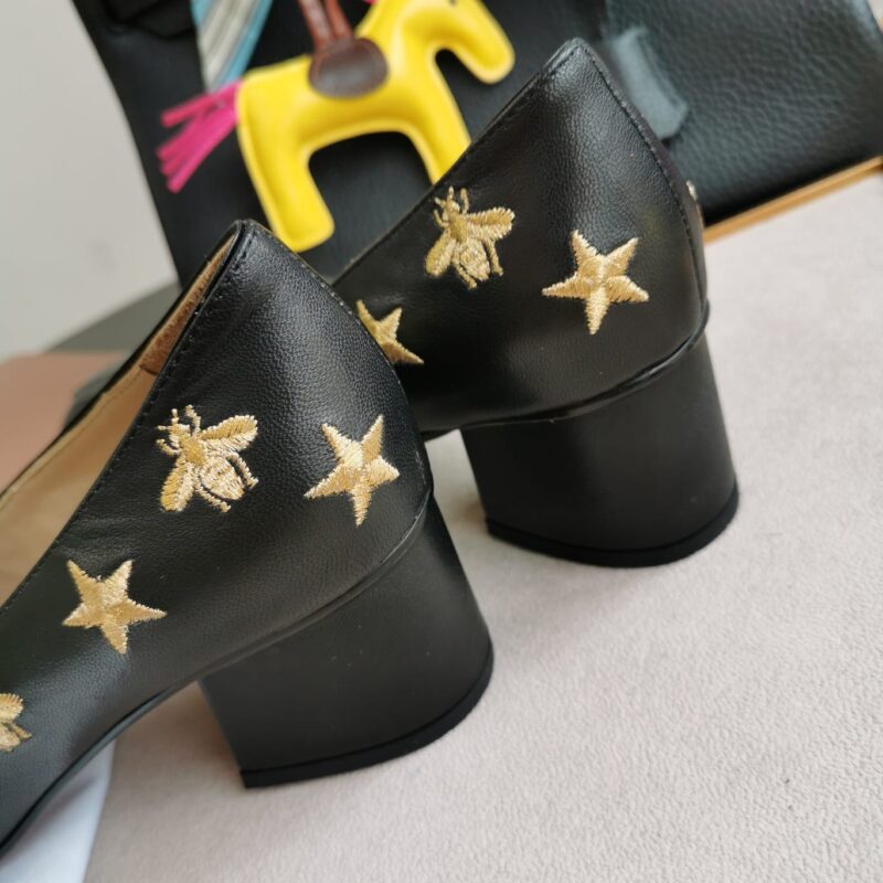 Alternative view of Gucci Embroidered Bee Star Leather Mid-Heel Pump Black