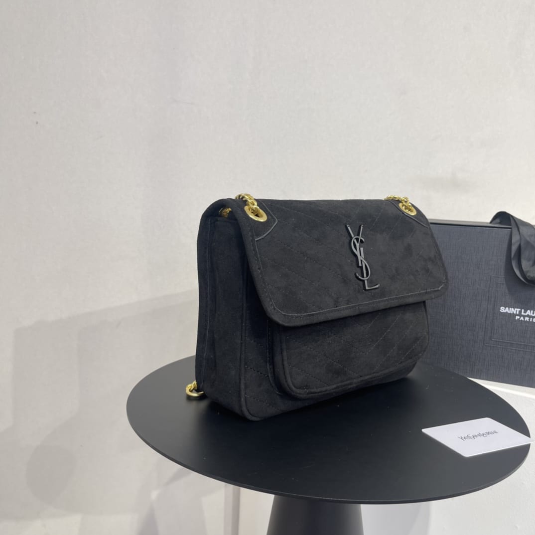 Saint Laurent Niki Baby Chain Bag In Suede Black - Image 2