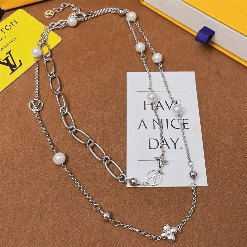 Alternative view of Louis Vuitton Lv Mix Chains Necklace Silver M02516