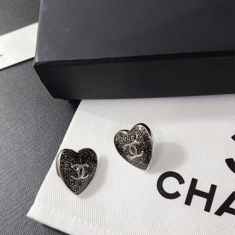 Alternative view of Chanel Stud Earrings Silver And Black