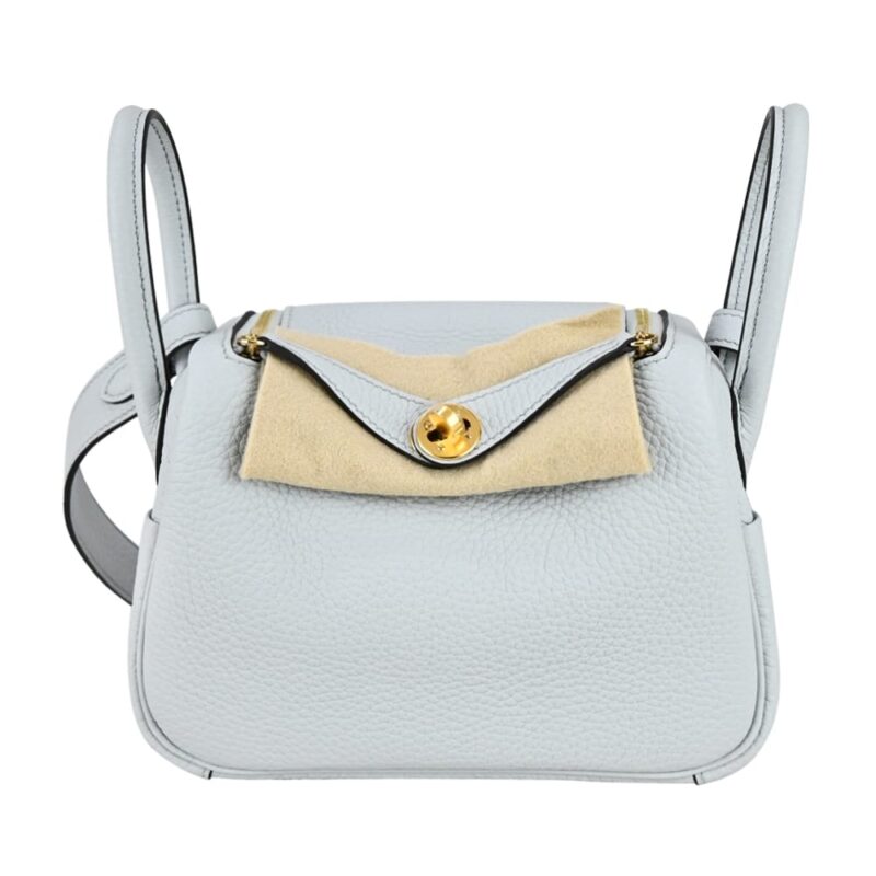 Hermes Lindy Clemence 7N Light Blue Silver Hardware 26Cm
