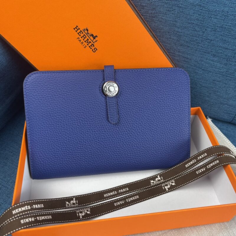 Alternative view of Hermes Dogon Duo Long Wallet Dark Blue 20Cm