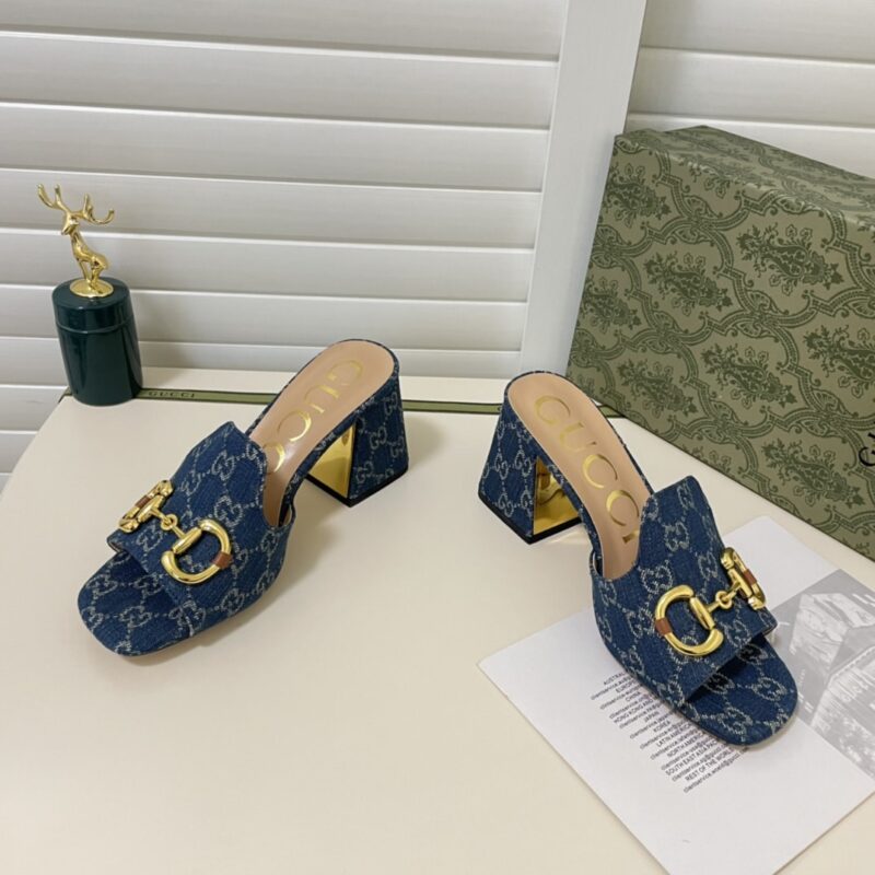 Alternative view of Gucci Women’s Slide Sandal With Horsebit Denim Blue