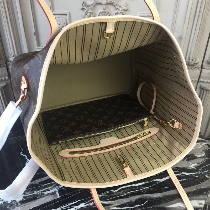 Louis Vuitton Neverfull MM Monogram Canvas Beige 31Cm M46975 - Image 6