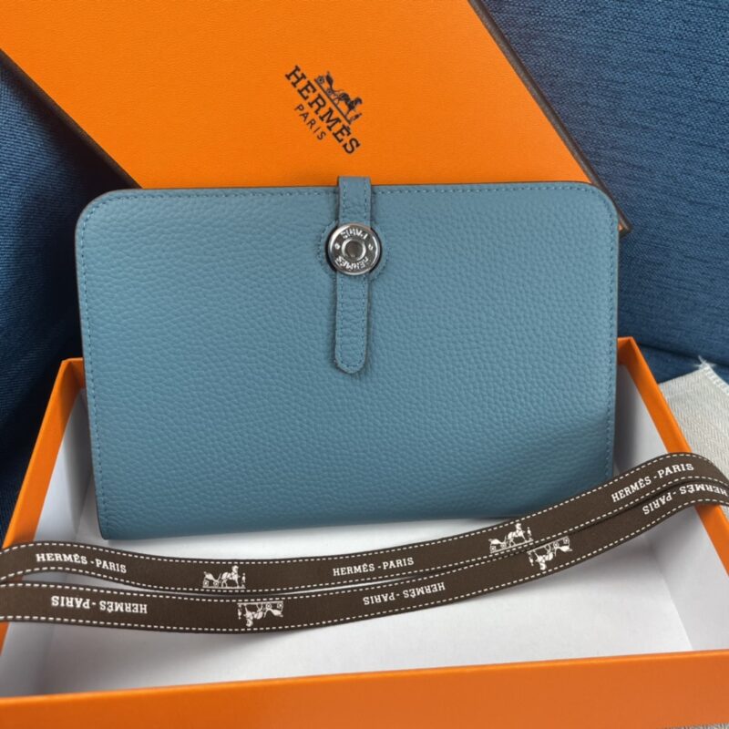 Alternative view of Hermes Dogon Duo Long Wallet Blue 20Cm