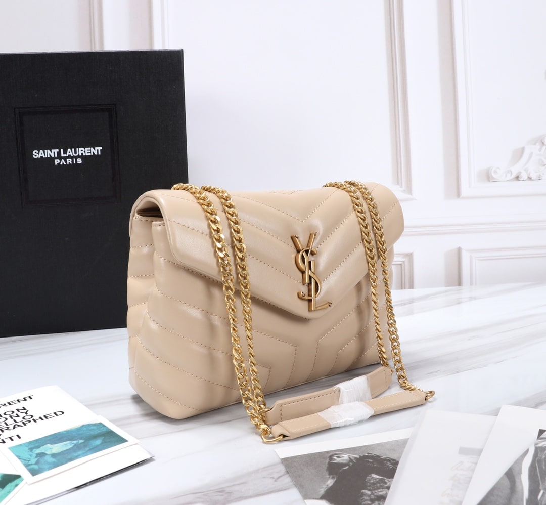 Saint Laurent Loulou Small Chain Bag In Matelassé Y Dark Beige Gold 23Cm 494699Dv7272721 - Image 4