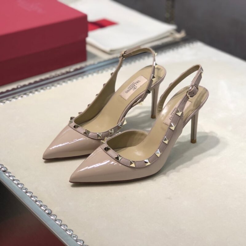 Alternative view of Valentino Garavani Rockstud Patent Leather Strap Pump Beige