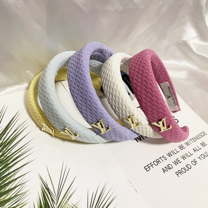 Alternative view of Louis Vuitton Lv Tweed Headband With Gold Logo In Purple