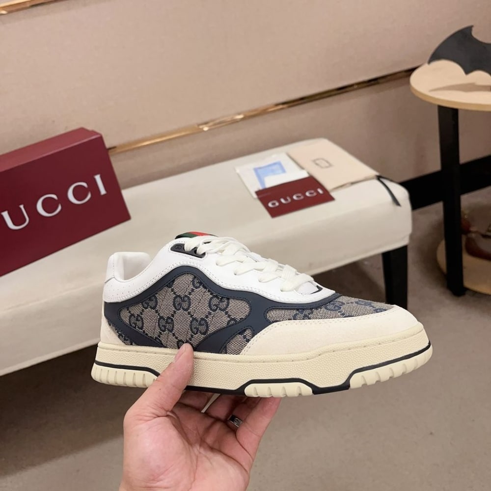 Gucci Women'S Re Web Sneaker Original Gg Canvas Beige And Blue 787476 Aadhw 9552 - Image 2