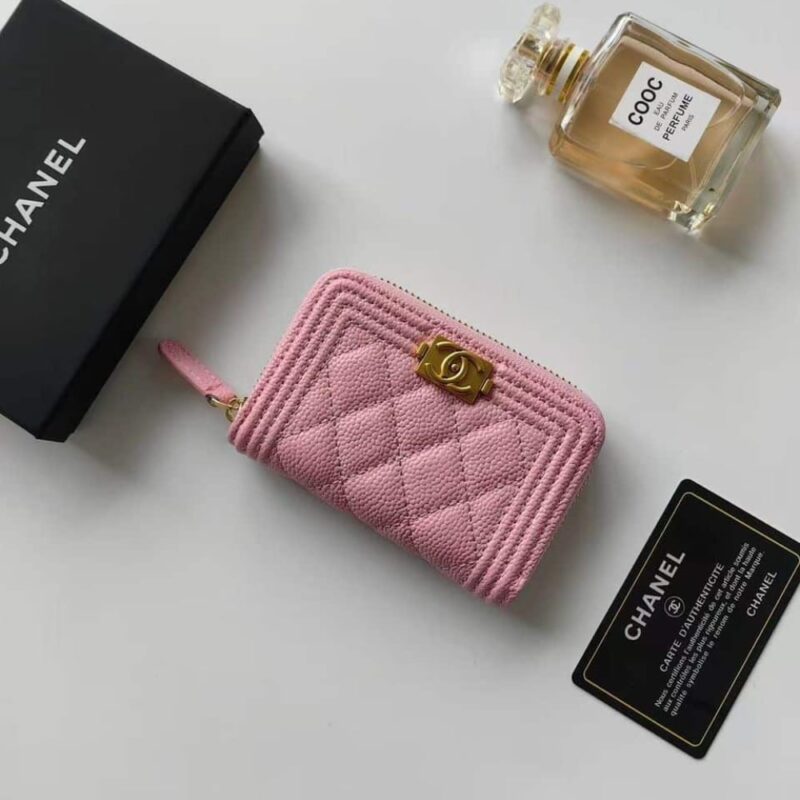 Alternative view of Chanel Boy Flap Card Holder Wallet Gold Pink 11Cm A80603 B10211 Nm370