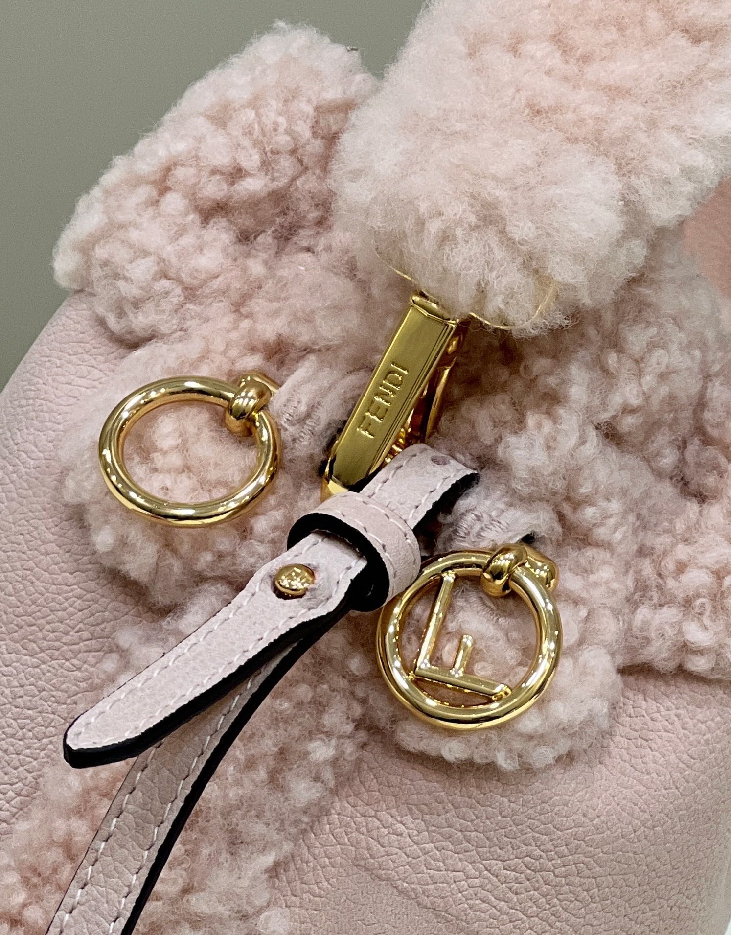Fendi Mon Tresor Nubuck Mini Bucket Bag Pink 8Bs010Al9If136T - Image 3