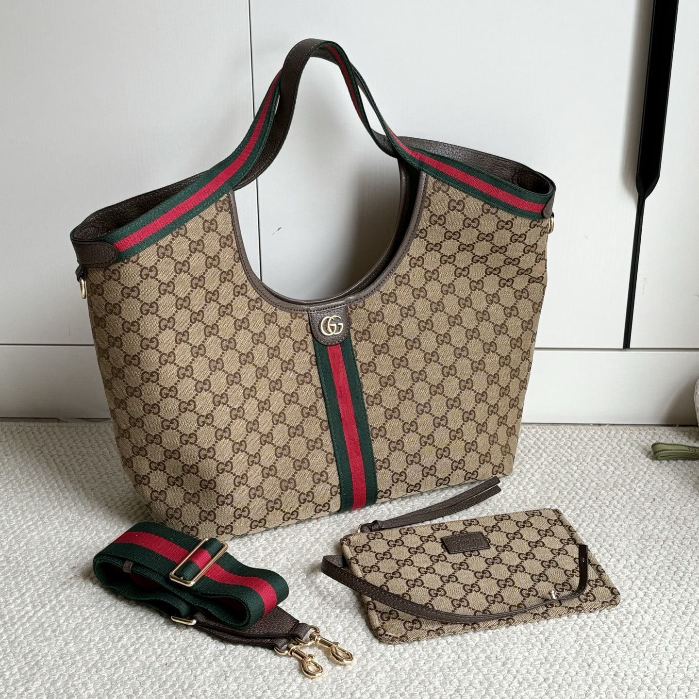Iconic Set: Gucci Giglio Large Tote Bag And Ophidia Jumbo Gg Long Wallet - Image 3
