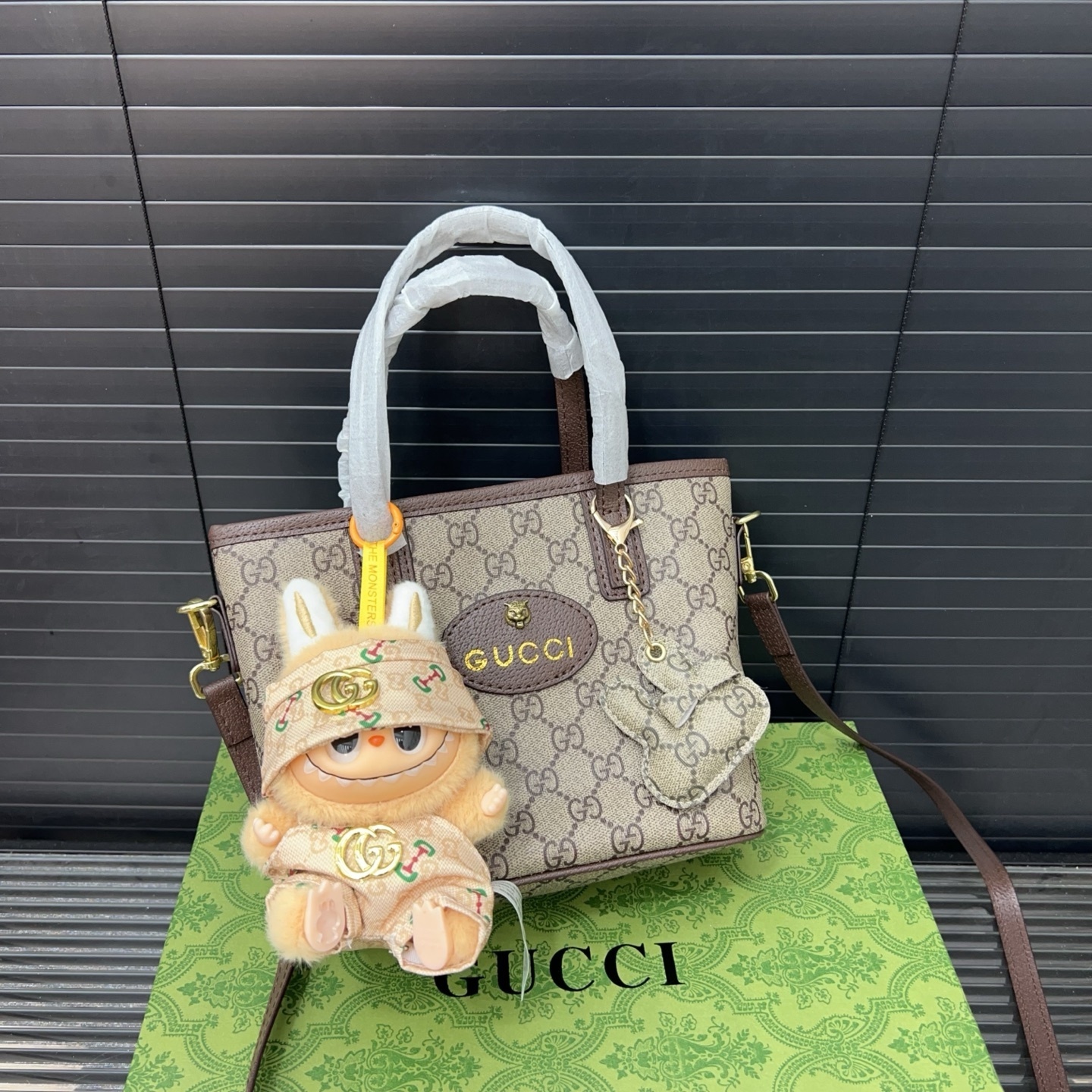 Gift Set: Gucci Neo Vintage Supreme Mini Tote Bag With Labubu Accessories And Bag Charm - Image 5