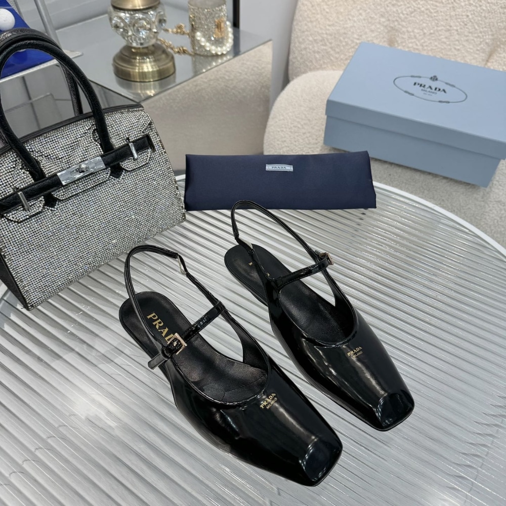 Prada Patent Leather Slingback Ballerinas Black 1F828N 069 F0002 F 015 - Image 4