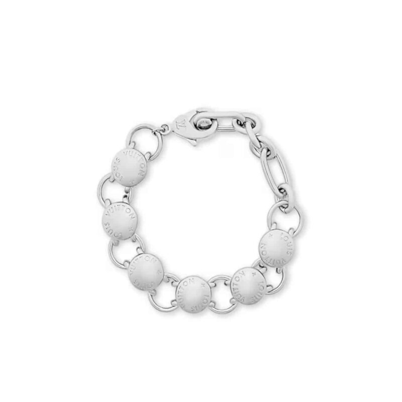 Louis Vuitton Lv Studs Bracelet Silver M1146A
