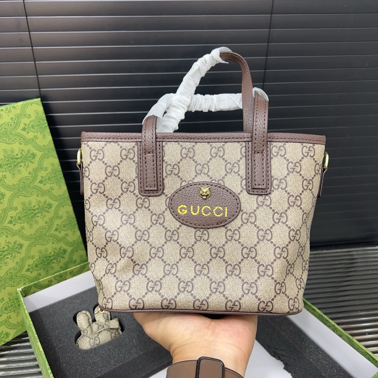 Gift Set: Gucci Neo Vintage Supreme Mini Tote Bag With Labubu Accessories And Bag Charm - Image 6