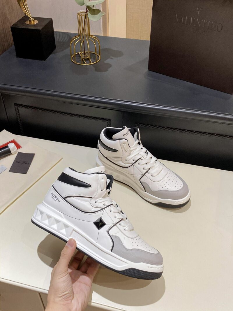 Alternative view of Valentino One Stud Mid-Top Calfskin Sneaker White Ys0E63Nwn 0N2