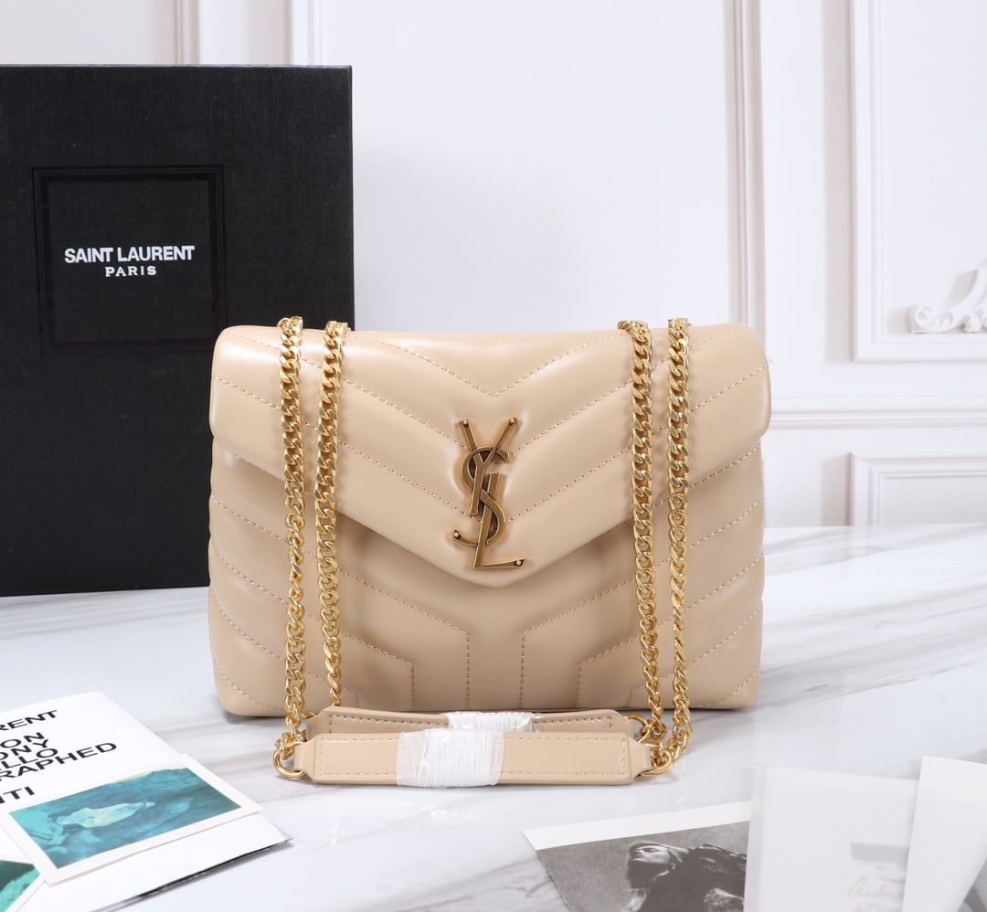 Saint Laurent Loulou Small Chain Bag In Matelassé Y Dark Beige Gold 23Cm 494699Dv7272721 - Image 10