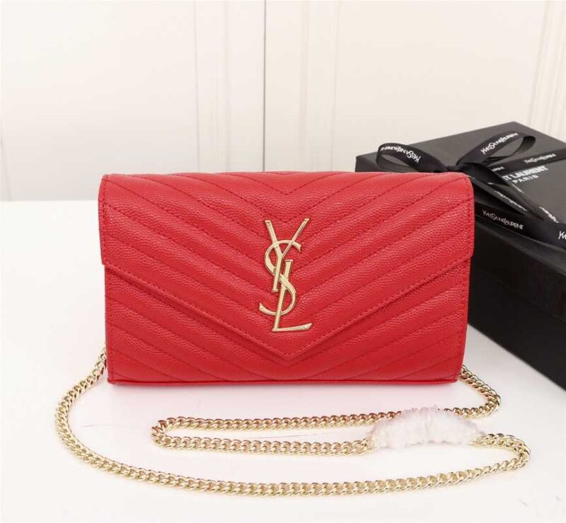 Alternative view of Saint Laurent Cassandre Matelassé Envelope In Grain De Poudre Embossed Leather Red 22Cm 695108Bow016008