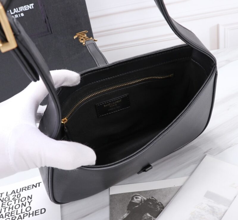 Alternative view of Saint Laurent Le 5 À 7 Hobo Bag In Smooth Leather Black Gold 23Cm 6572282R20W1000