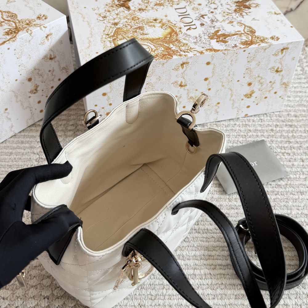 Dior Small Dior Toujours Vertical Tote Bag White 18Cm M2835PSOB M06E - Image 4