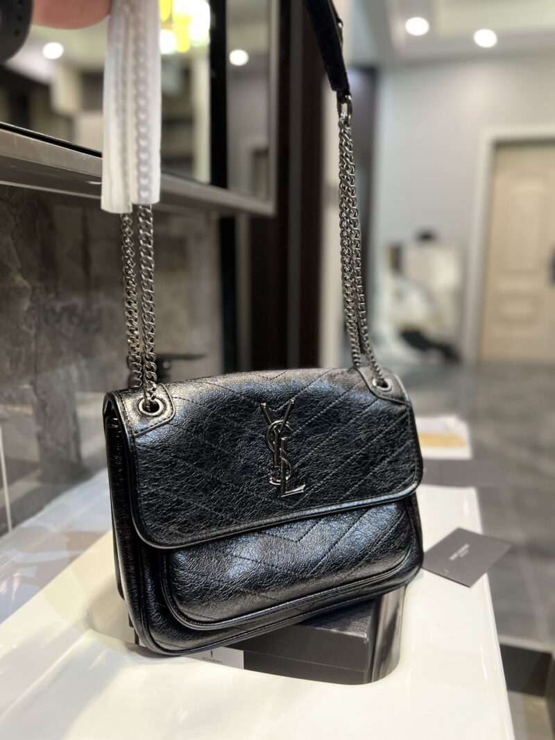 Alternative view of Saint Laurent Niki Medium In Vintage Leather Black With Silver Hardware 28Cm