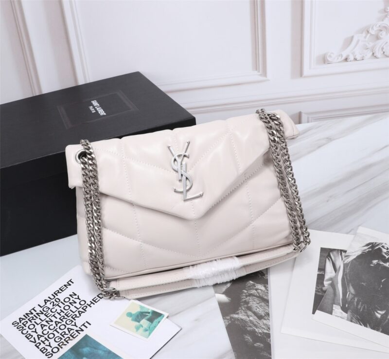 Alternative view of Saint Laurent Puffer Small In White Leather Silver Hardware 29cm