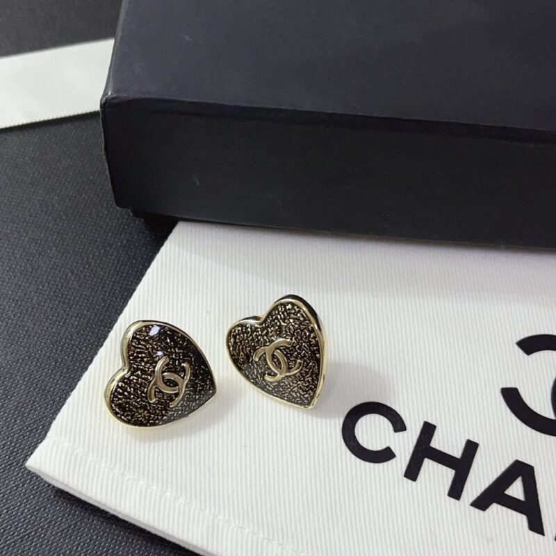 Alternative view of Chanel Stud Earrings Gold And Black