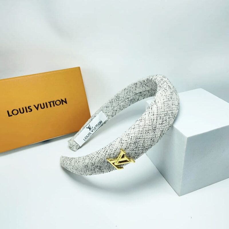 Alternative view of Louis Vuitton Lv Tweed Headband With Gold Hardware In White