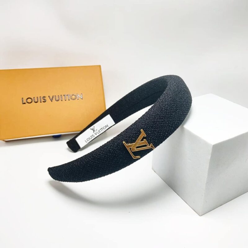 Alternative view of Louis Vuitton Lv Tweed Headband With Gold Hardware In Black