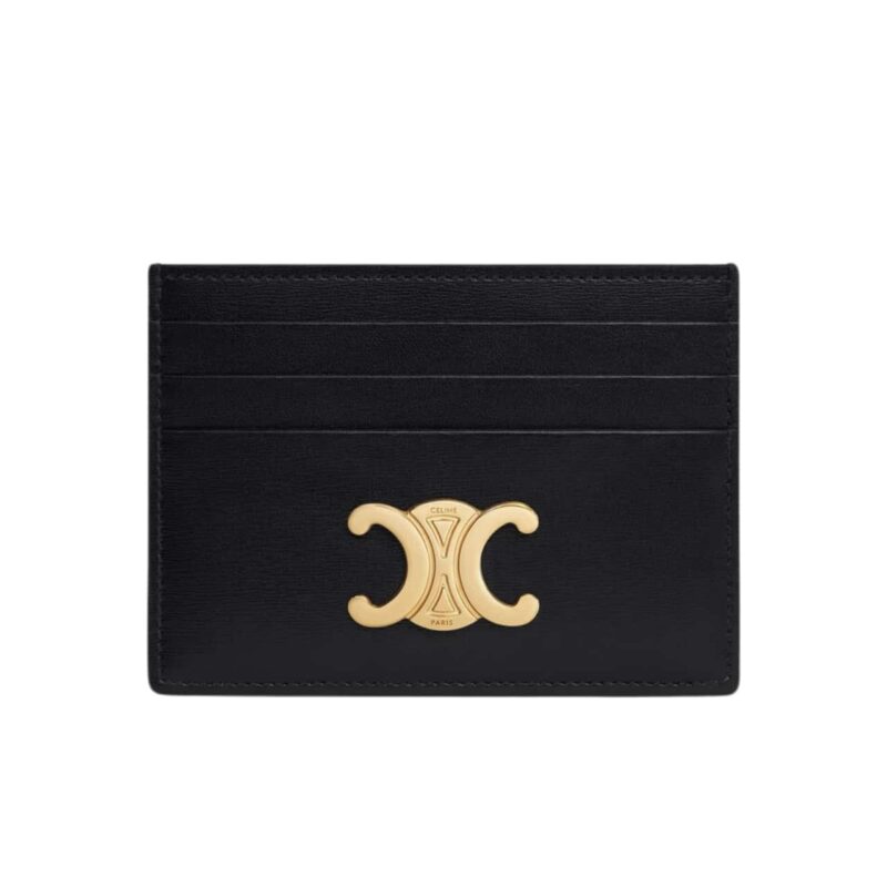 Celine Card Holder Triomphe In Shiny Leather Black 11Cm 10L833Dpv 38No