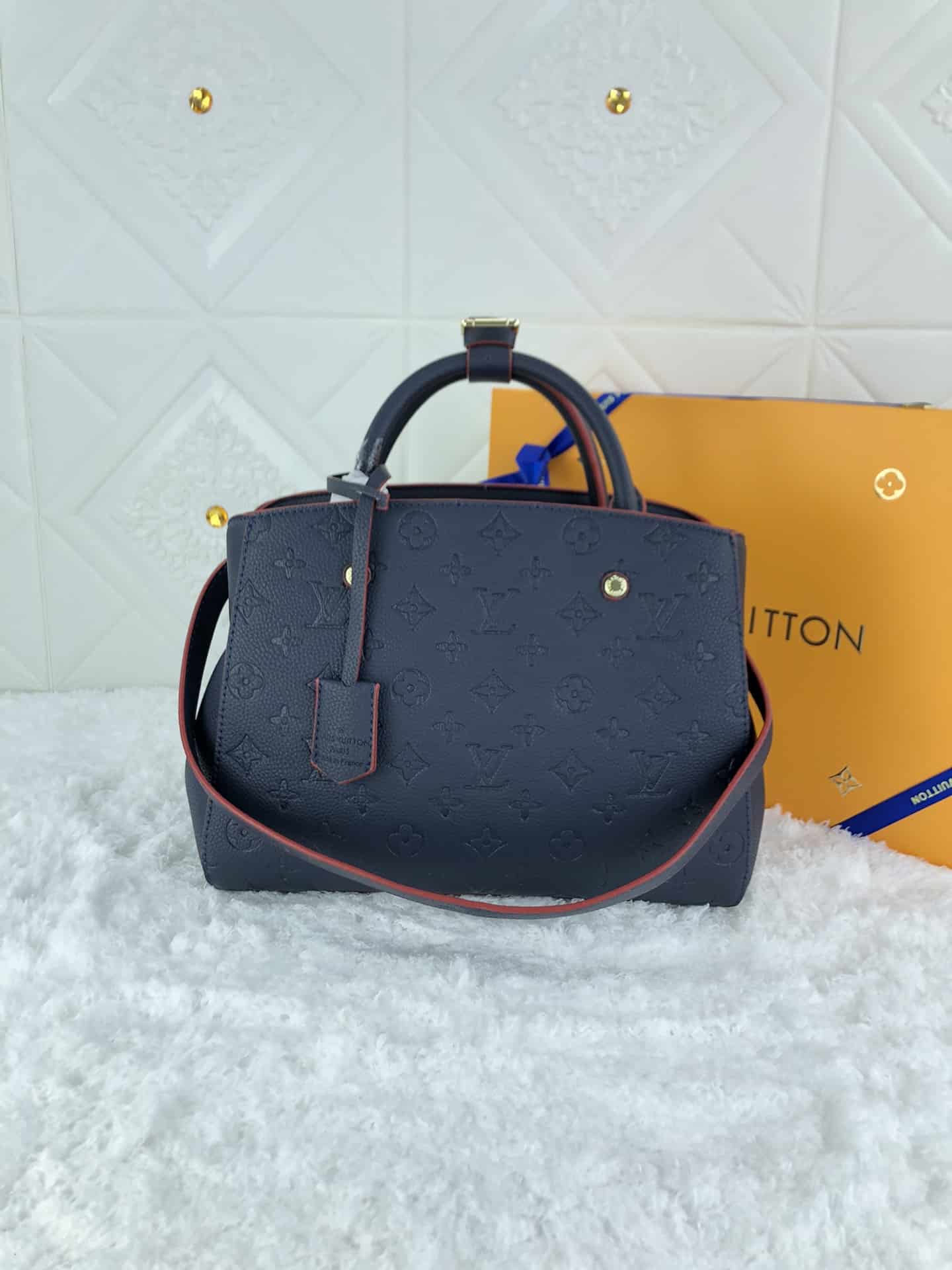 Louis Vuitton Montaigne MM Monogram Empreinte Leather Navy Blue 33Cm M42746 - Image 2