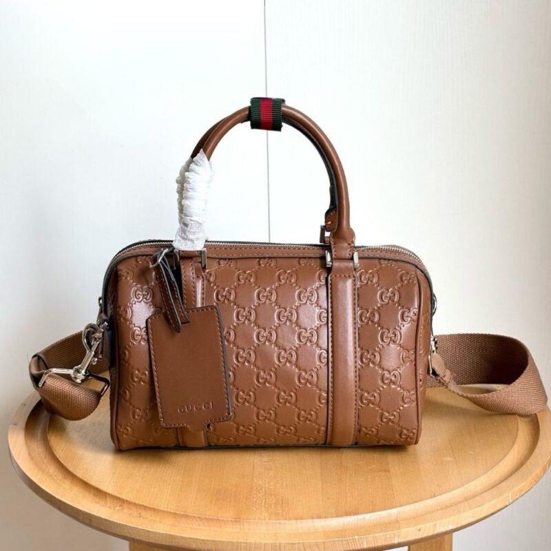 Alternative view of Gucci GG Emblem Small Duffle Bag Brown 25Cm