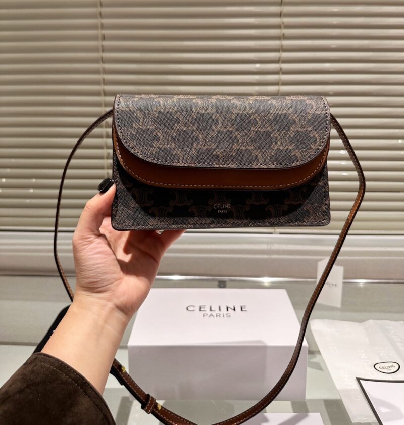 Alternative view of Celine Wallet On Strap In Triomphe Canvas And Smooth Tan 20Cm