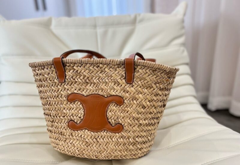 Alternative view of Celine Large Triomphe Classic Pannier In Raffia Tan 42Cm 192622Cgg 04Lu
