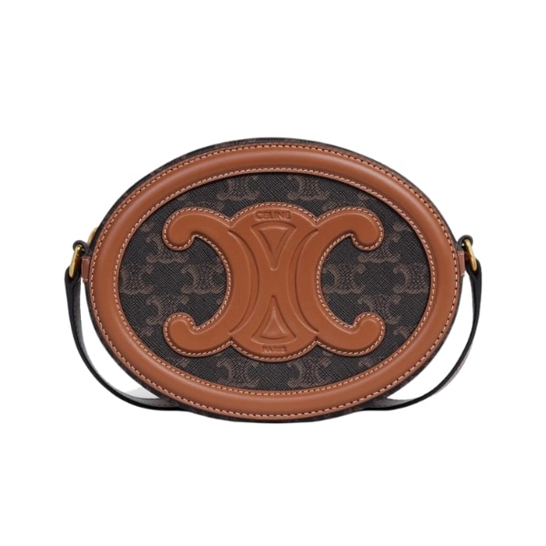 Celine Oval Bag Cuir Triomphe In Triomphe Canvas And Calfskin Tan 20Cm 198602Ein04Lu