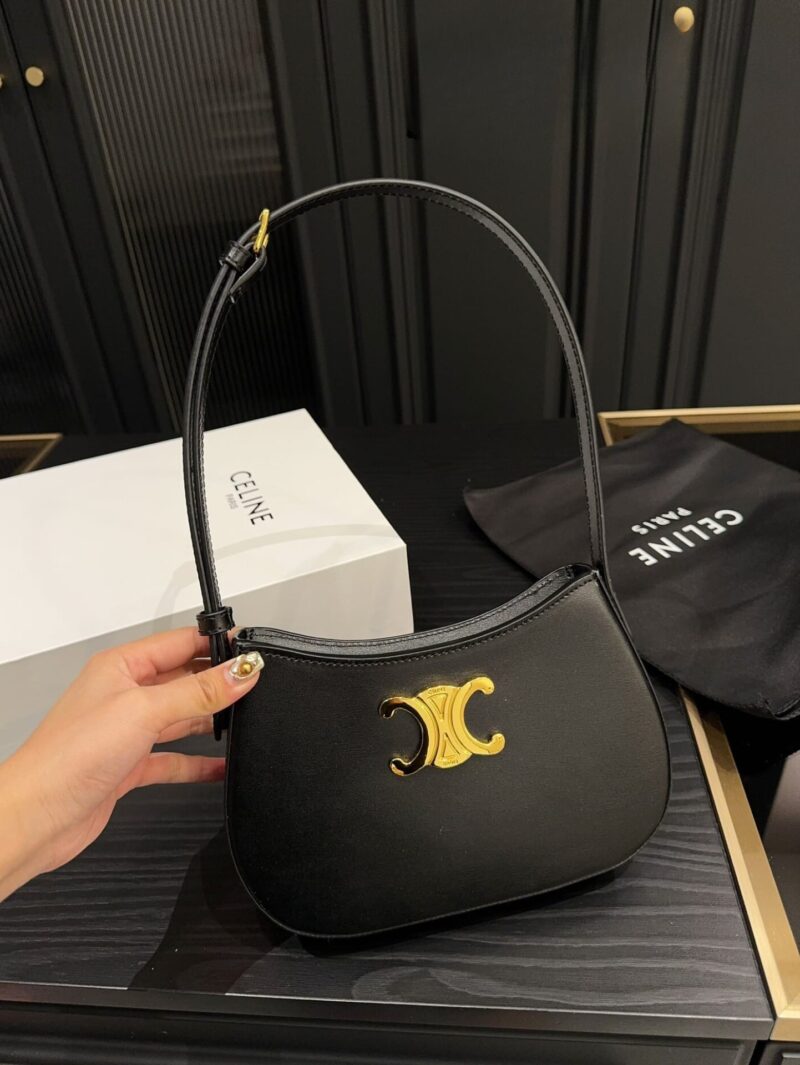 Alternative view of Celine Medium Tilly Bag In Shiny Black 21Cm 115703Bf4 38No