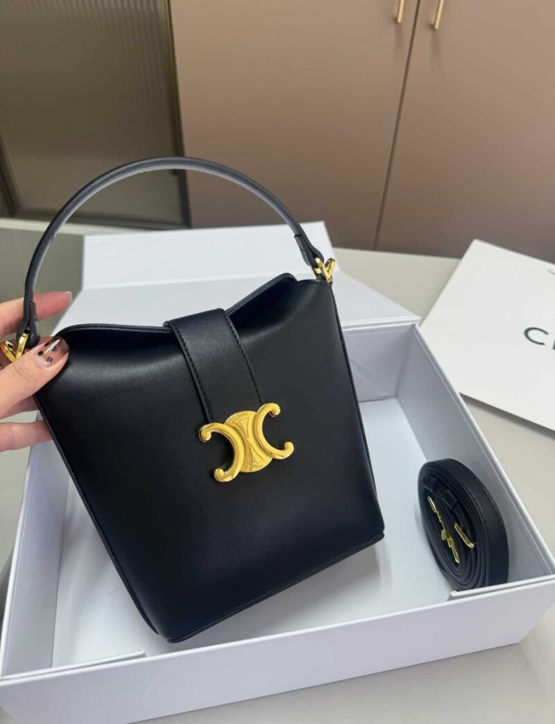 Alternative view of Celine Mini Bucket Triomphe In Smooth Black 17Cm 10K943Fj9 38No